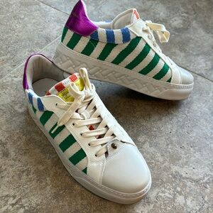 Kurt Geiger rainbow striped platform sneakers